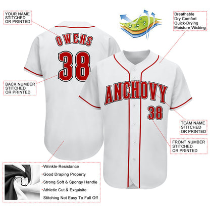 Custom White Red-Black Authentic Baseball Jersey - Sky-Custom