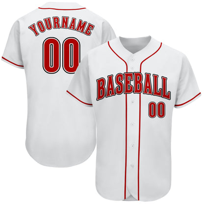 Custom White Red-Black Authentic Baseball Jersey - Sky-Custom