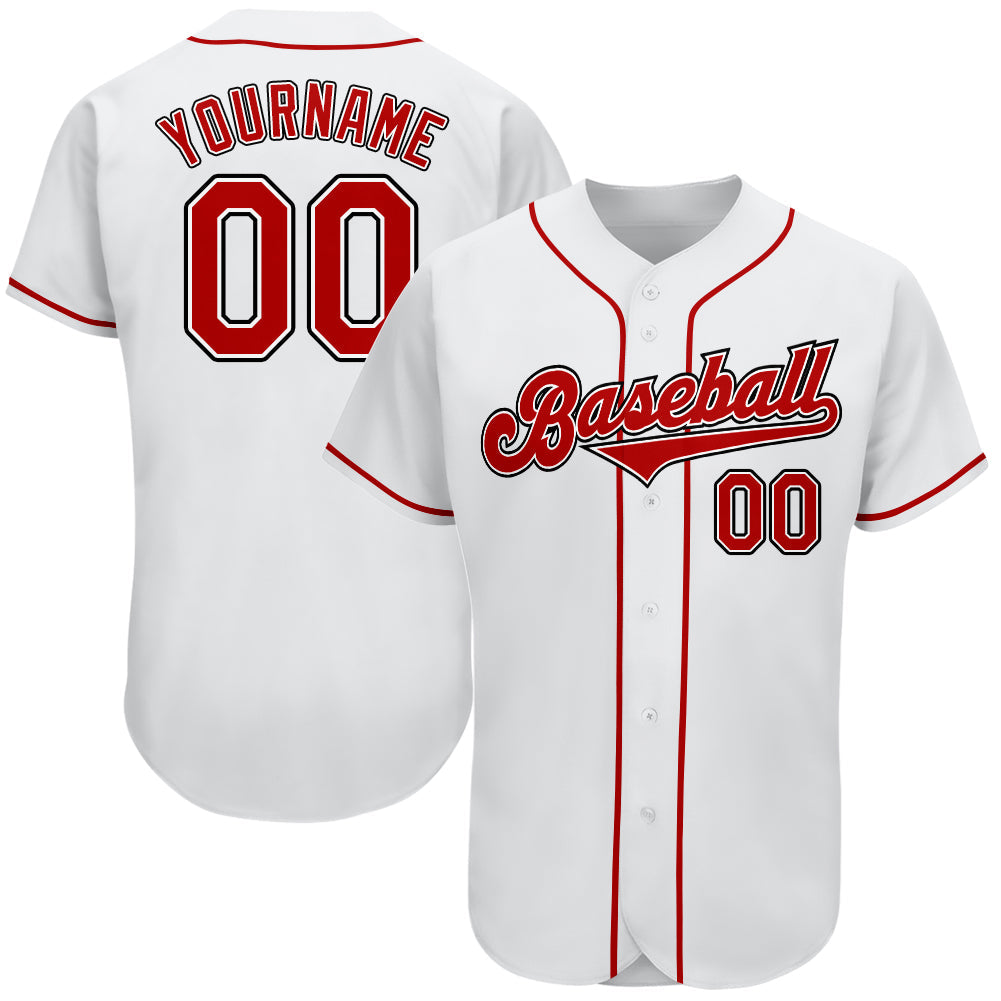 Custom White Red-Black Authentic Baseball Jersey - Sky-Custom
