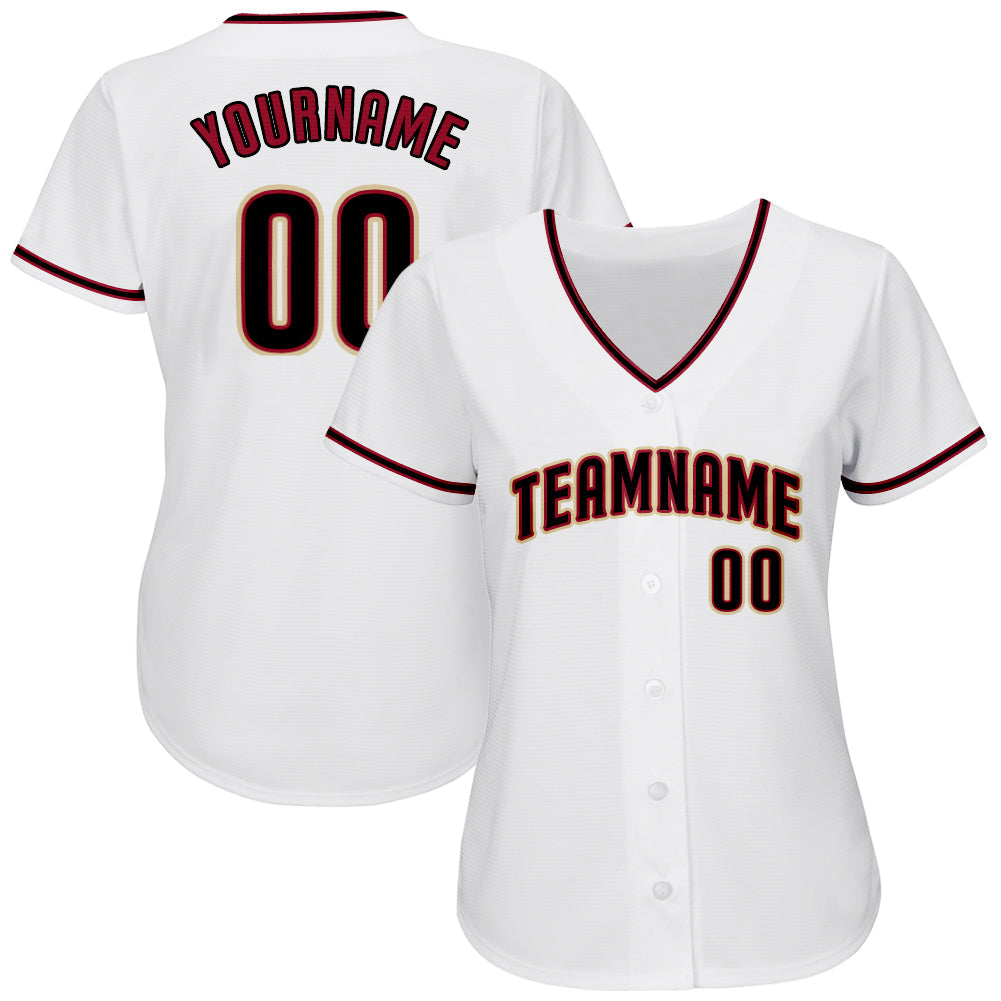 Custom White Black-Crimson Authentic Baseball Jersey - Sky-Custom