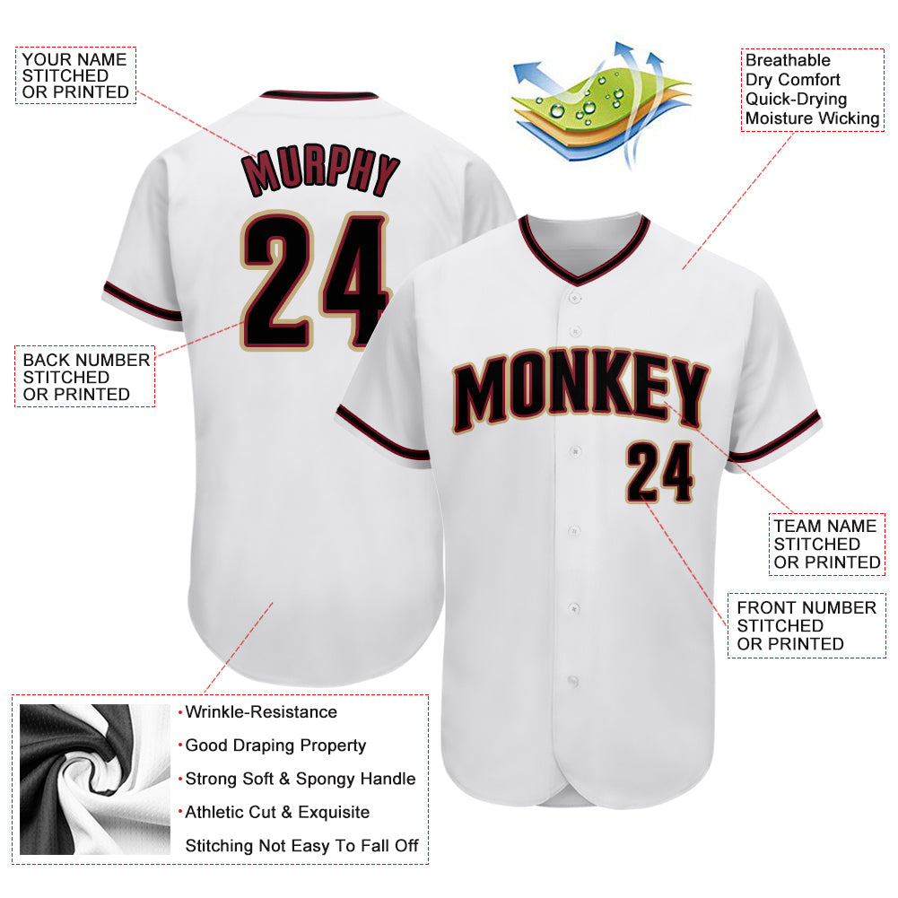 Custom White Black-Crimson Authentic Baseball Jersey - Sky-Custom