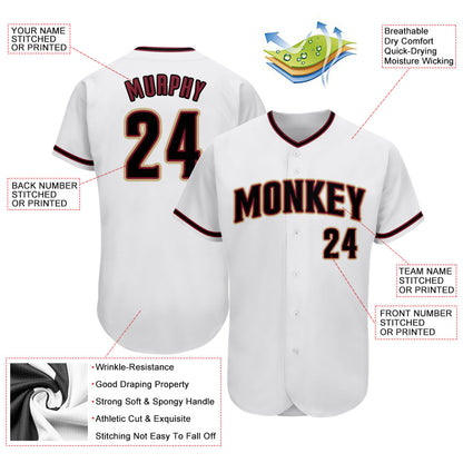 Custom White Black-Crimson Authentic Baseball Jersey - Sky-Custom