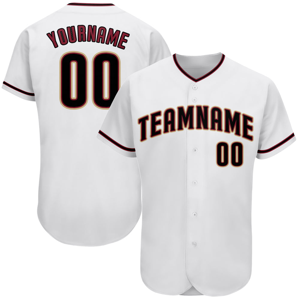 Custom White Black-Crimson Authentic Baseball Jersey - Sky-Custom
