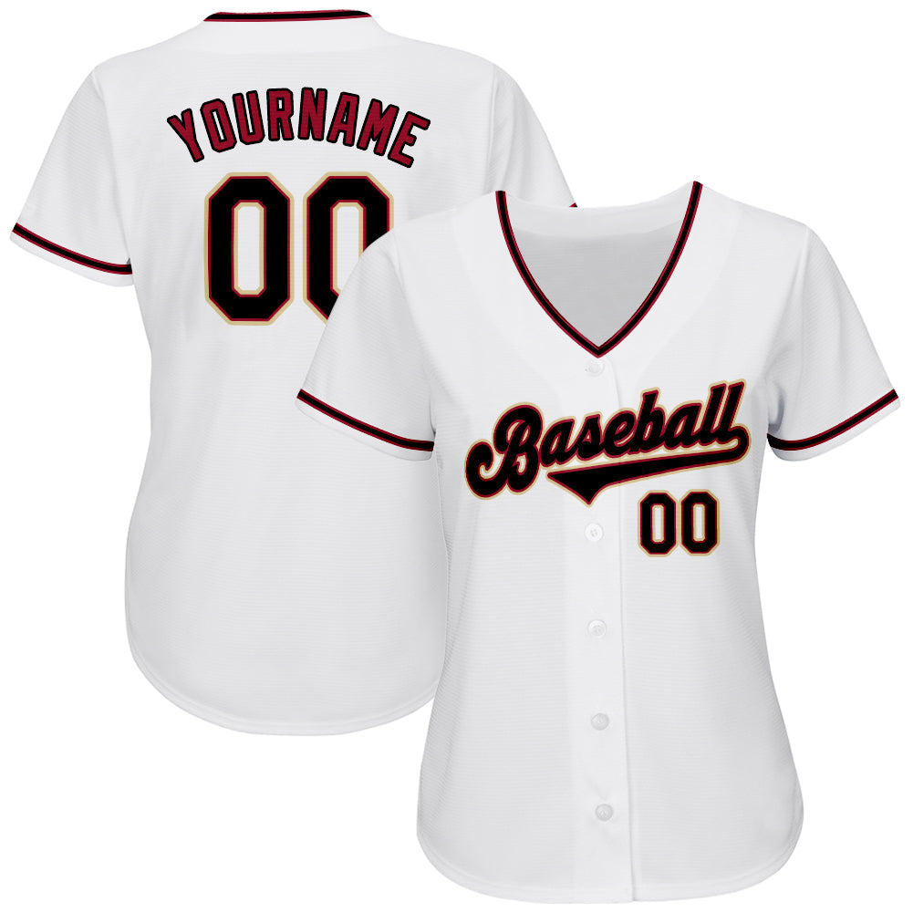 Custom White Black-Crimson Authentic Baseball Jersey - Sky-Custom