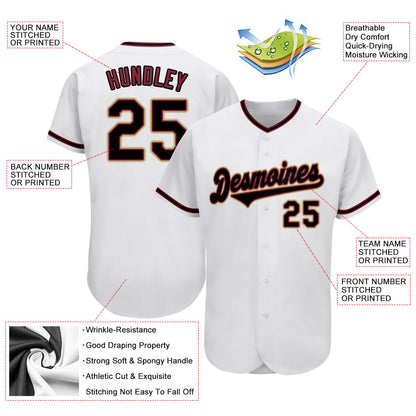 Custom White Black-Crimson Authentic Baseball Jersey - Sky-Custom