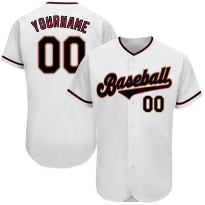 Custom White Black-Crimson Authentic Baseball Jersey - Sky-Custom