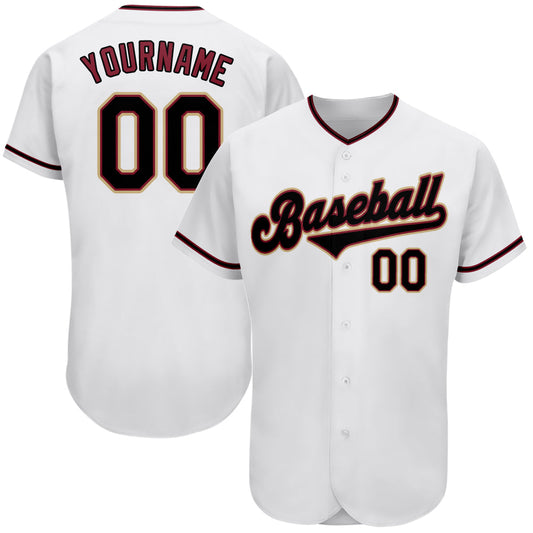 Custom White Black-Crimson Authentic Baseball Jersey - Sky-Custom