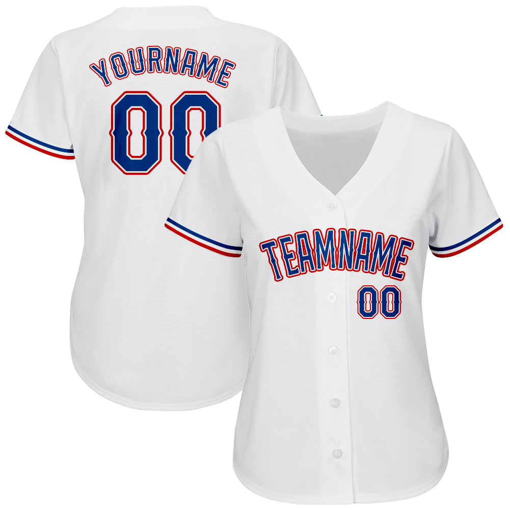 Custom White Royal-Red Authentic Baseball Jersey - Sky-Custom