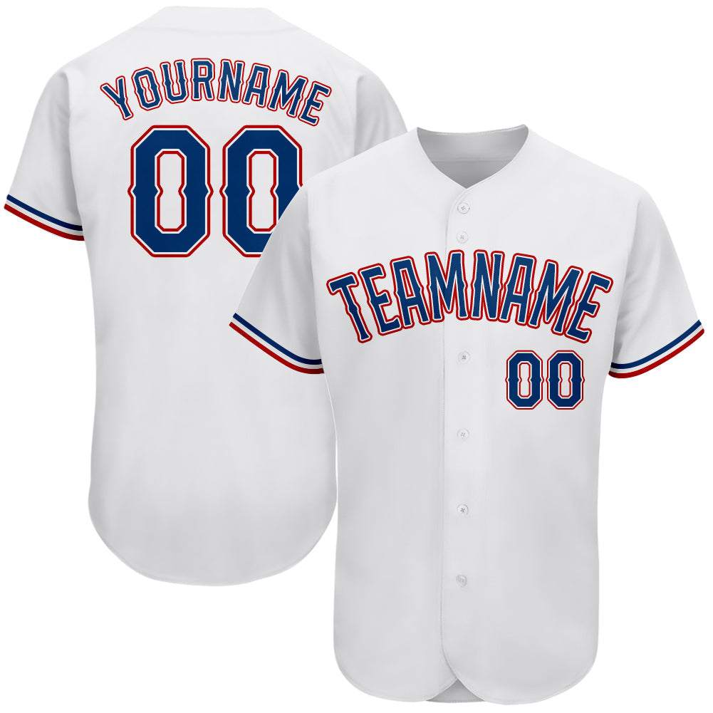 Custom White Royal-Red Authentic Baseball Jersey - Sky-Custom