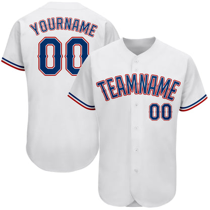 Custom White Royal-Red Authentic Baseball Jersey - Sky-Custom