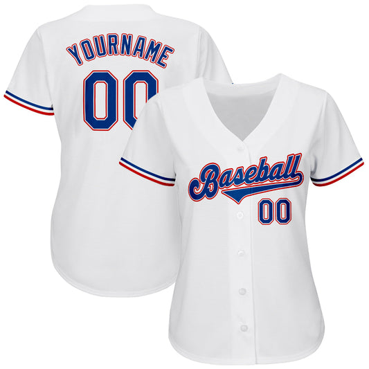 Custom White Royal-Red Authentic Baseball Jersey - Sky-Custom