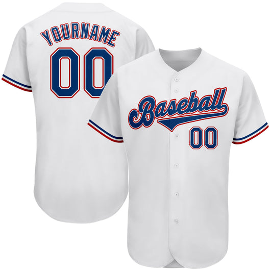 Custom White Royal-Red Authentic Baseball Jersey - Sky-Custom