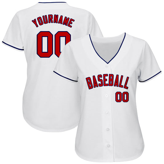 Custom White Red-Navy Authentic Baseball Jersey - Sky-Custom