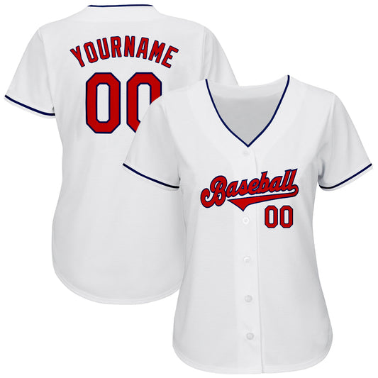 Custom White Red-Navy Authentic Baseball Jersey - Sky-Custom