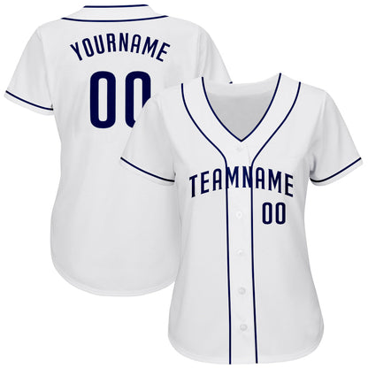 Custom White Navy Authentic Baseball Jersey - Sky-Custom