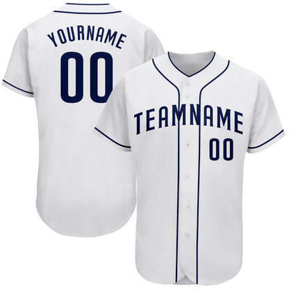 Custom White Navy Authentic Baseball Jersey - Sky-Custom