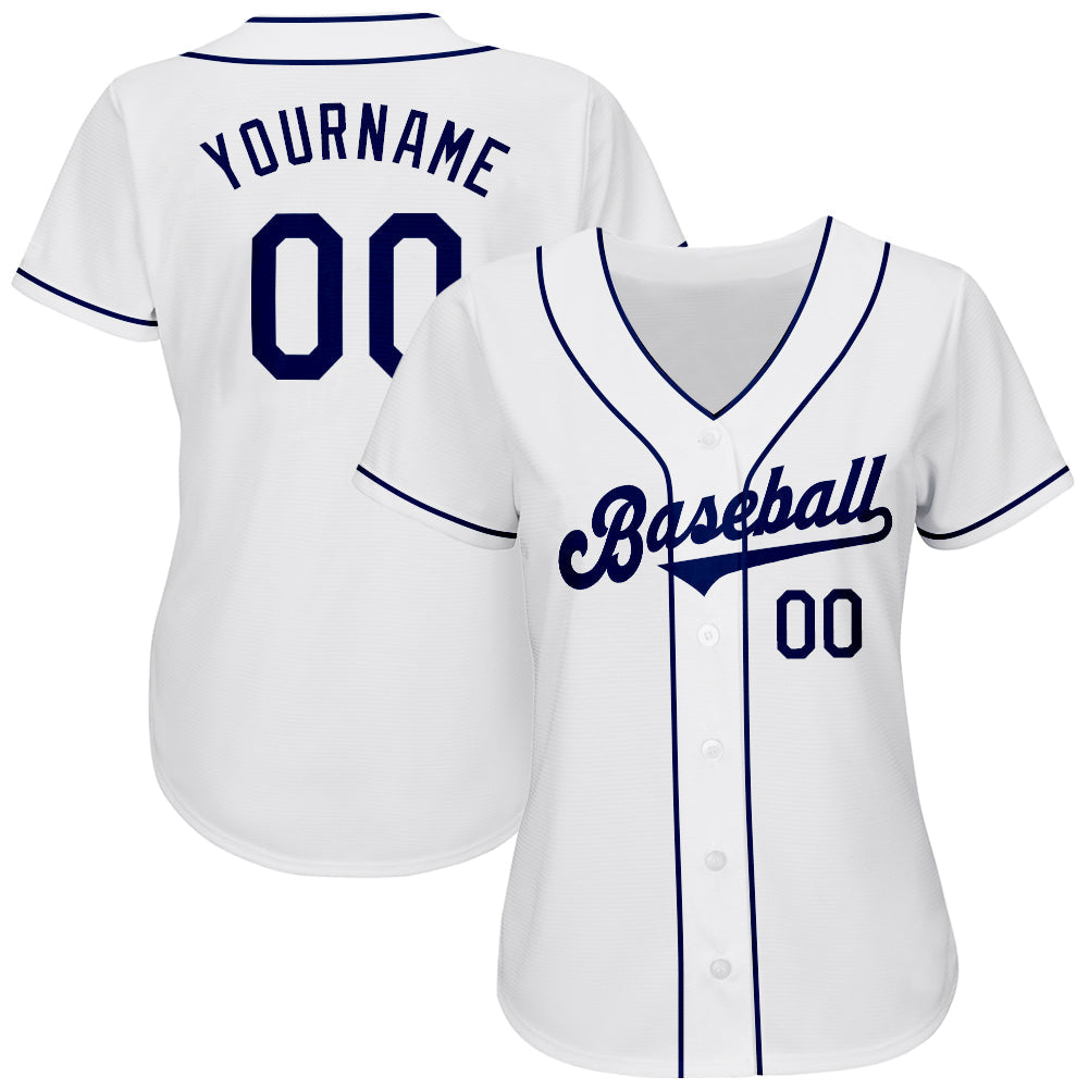 Custom White Navy Authentic Baseball Jersey - Sky-Custom