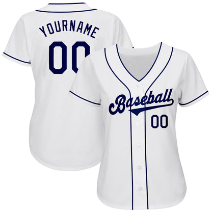 Custom White Navy Authentic Baseball Jersey - Sky-Custom