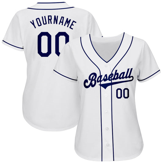 Custom White Navy Authentic Baseball Jersey - Sky-Custom