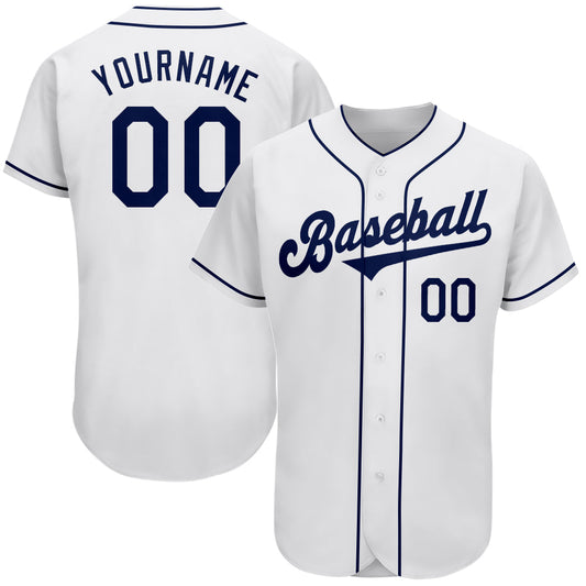 Custom White Navy Authentic Baseball Jersey - Sky-Custom