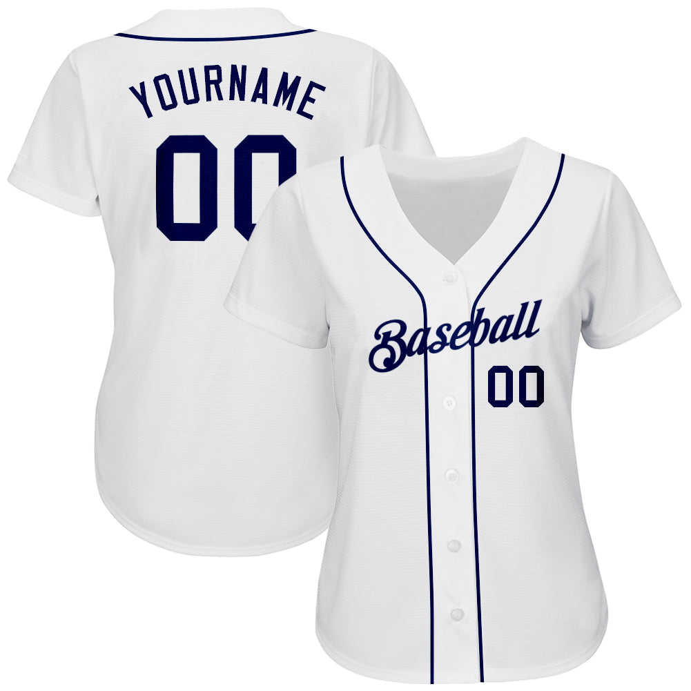 Custom White Navy Authentic Baseball Jersey - Sky-Custom
