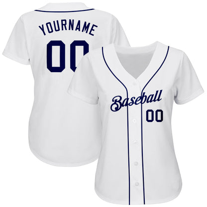 Custom White Navy Authentic Baseball Jersey - Sky-Custom