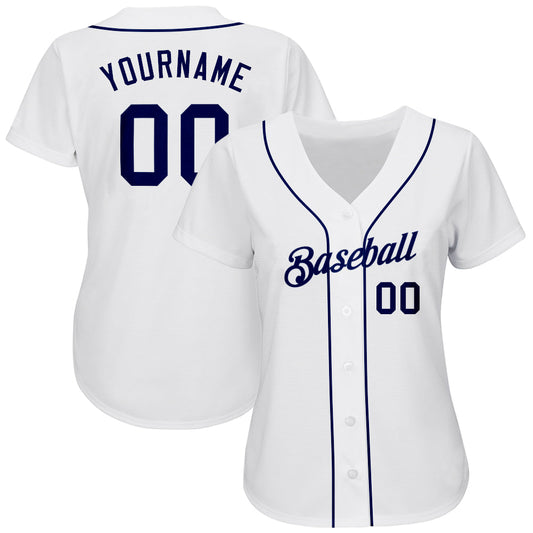 Custom White Navy Authentic Baseball Jersey - Sky-Custom