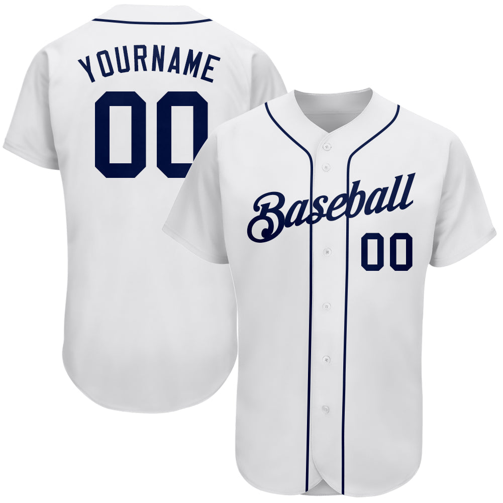 Custom White Navy Authentic Baseball Jersey - Sky-Custom