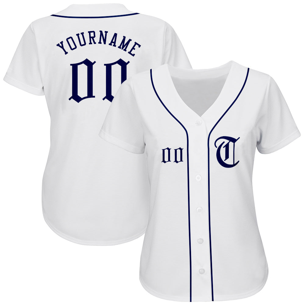 Custom White Navy Authentic Baseball Jersey - Sky-Custom