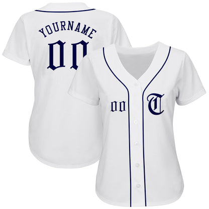 Custom White Navy Authentic Baseball Jersey - Sky-Custom