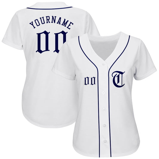 Custom White Navy Authentic Baseball Jersey - Sky-Custom
