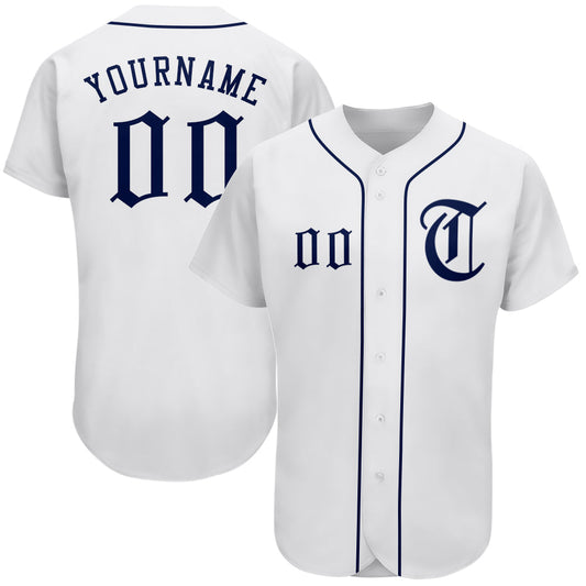 Custom White Navy Authentic Baseball Jersey - Sky-Custom