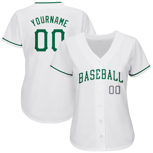 Custom White Kelly Green-Gray Authentic St. Patrick's Day Baseball Jersey - Sky-Custom