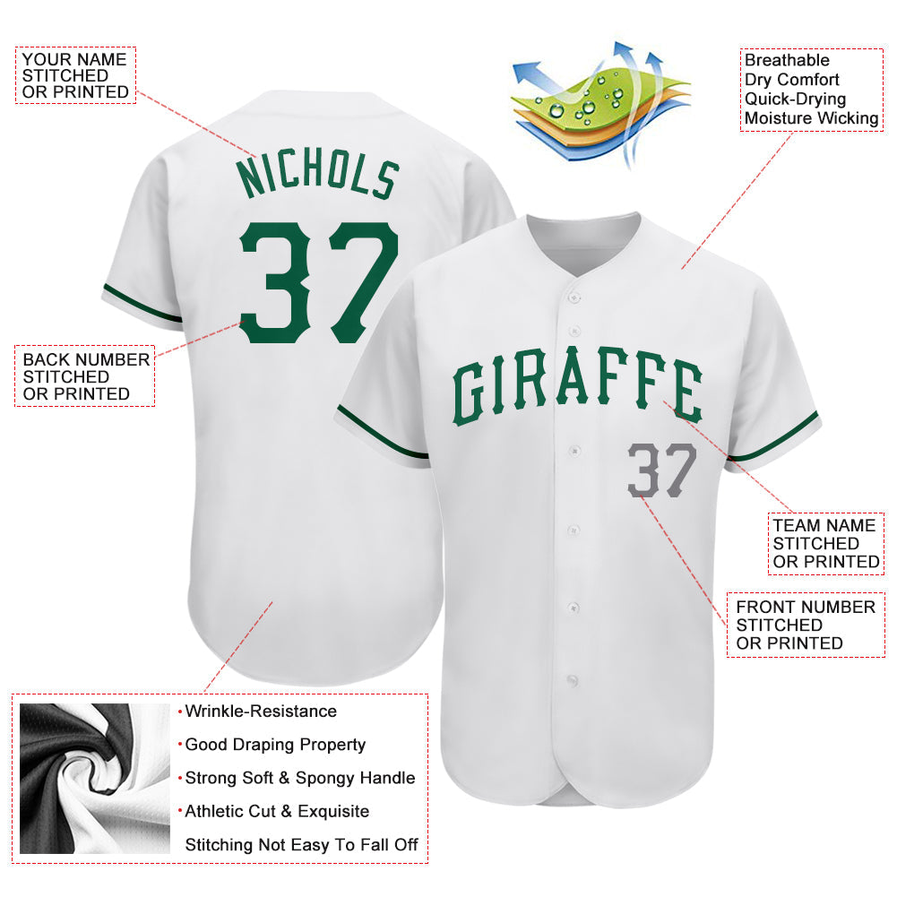 Custom White Kelly Green-Gray Authentic St. Patrick's Day Baseball Jersey - Sky-Custom