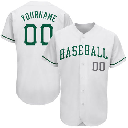 Custom White Kelly Green-Gray Authentic St. Patrick's Day Baseball Jersey - Sky-Custom