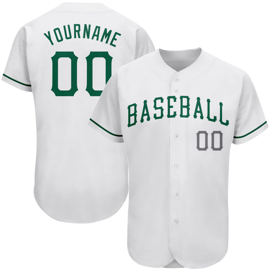 Custom White Kelly Green-Gray Authentic St. Patrick's Day Baseball Jersey - Sky-Custom