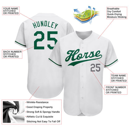 Custom White Kelly Green-Gray Authentic St. Patrick's Day Baseball Jersey - Sky-Custom