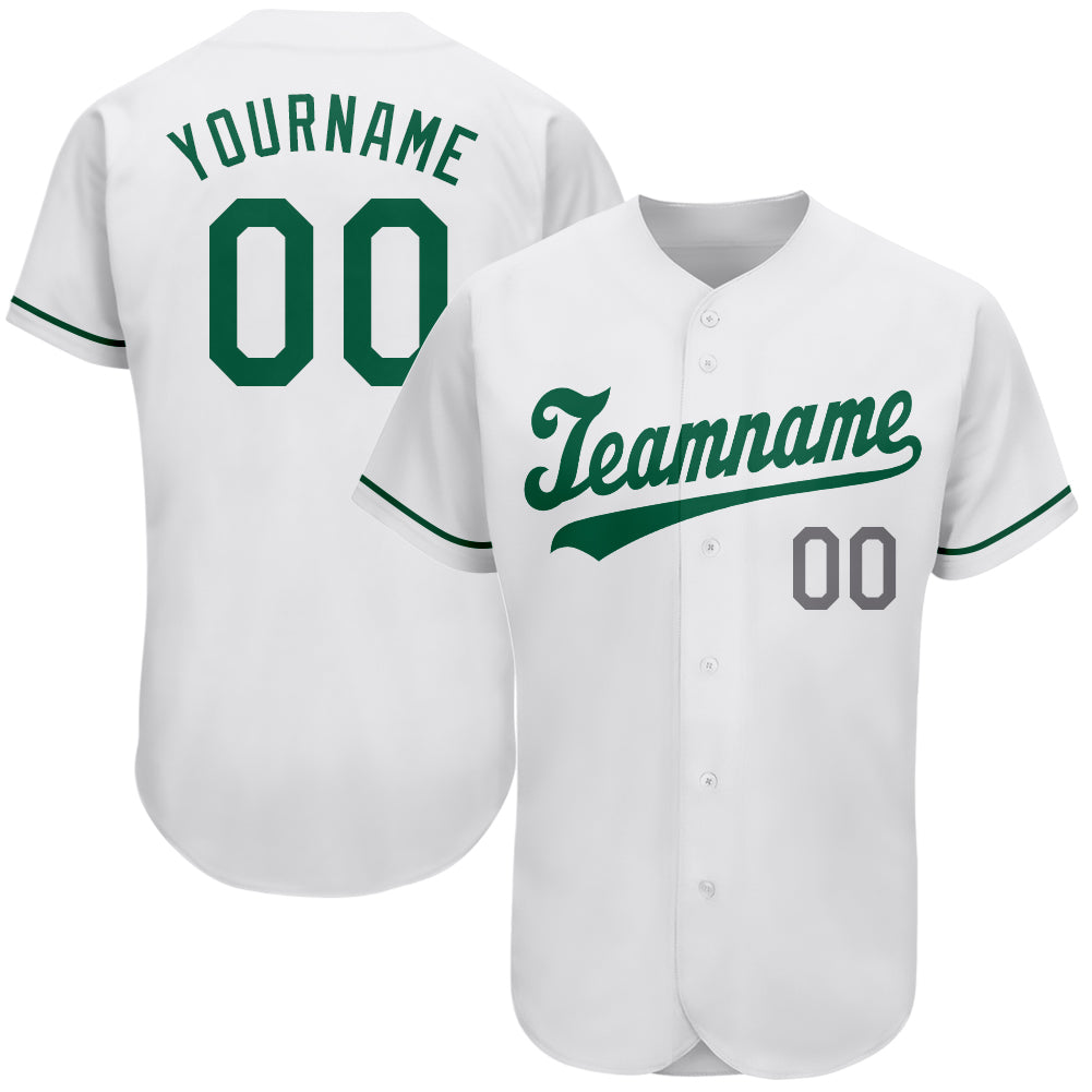 Custom White Kelly Green-Gray Authentic St. Patrick's Day Baseball Jersey - Sky-Custom