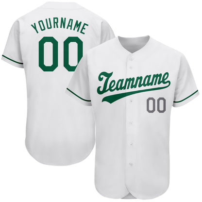 Custom White Kelly Green-Gray Authentic St. Patrick's Day Baseball Jersey - Sky-Custom