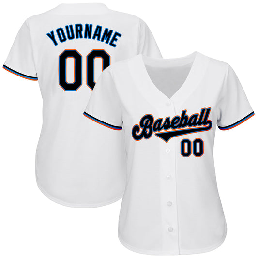 Custom White Black-Powder Blue Authentic Baseball Jersey - Sky-Custom