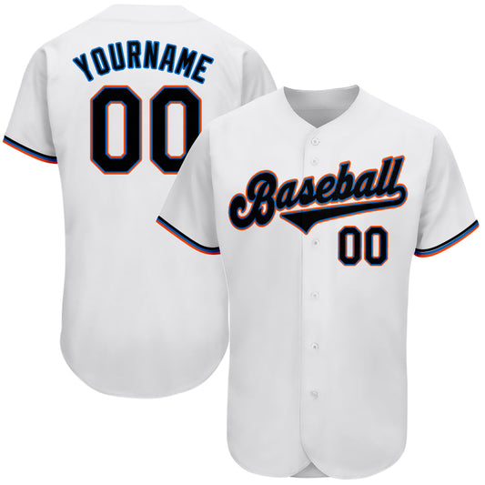 Custom White Black-Powder Blue Authentic Baseball Jersey - Sky-Custom