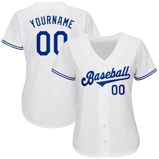 Custom White Royal Authentic Baseball Jersey - Sky-Custom