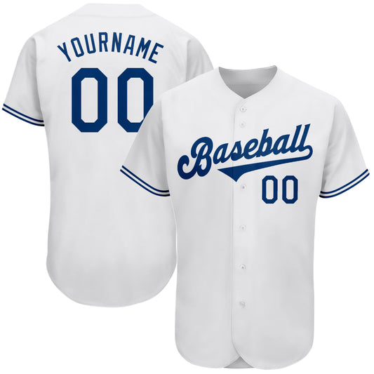 Custom White Royal Authentic Baseball Jersey - Sky-Custom