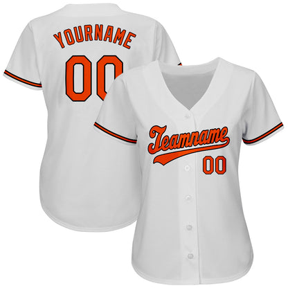 Custom White Orange-Black Authentic Baseball Jersey - Sky-Custom