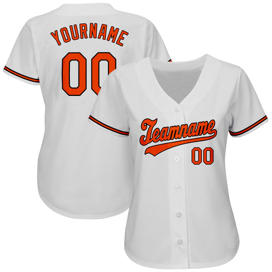 Custom White Orange-Black Authentic Baseball Jersey - Sky-Custom