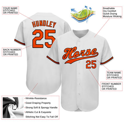 Custom White Orange-Black Authentic Baseball Jersey - Sky-Custom