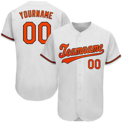 Custom White Orange-Black Authentic Baseball Jersey - Sky-Custom