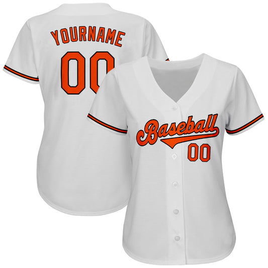 Custom White Orange-Black Authentic Baseball Jersey - Sky-Custom