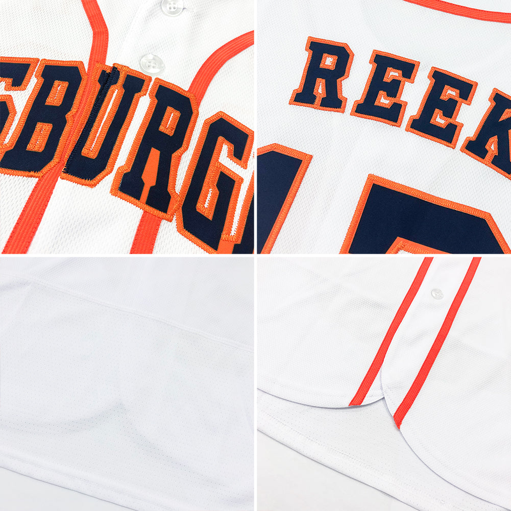 Custom White Orange-Black Authentic Baseball Jersey - Sky-Custom