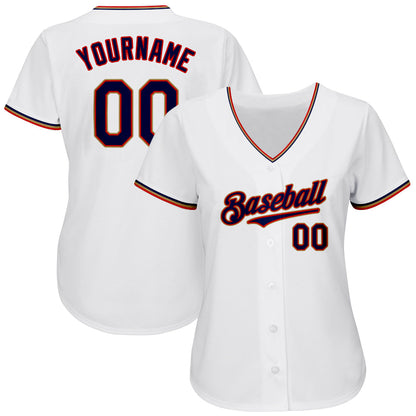 Custom White Navy-Red Authentic Baseball Jersey - Sky-Custom